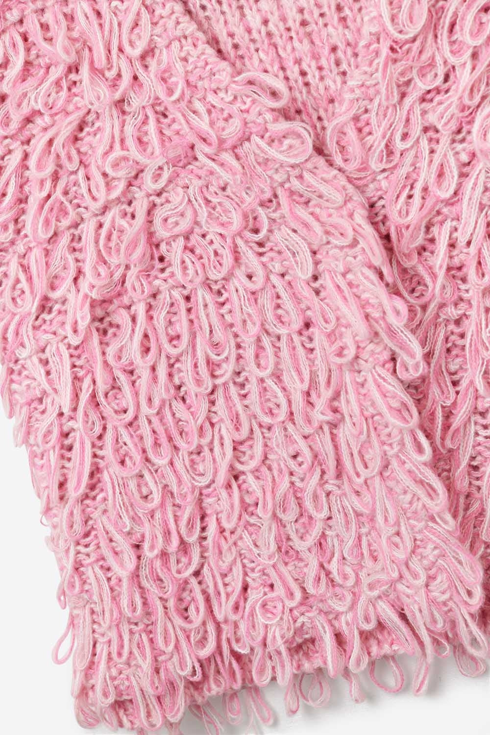 Gilet in maglia con effetto frangia testurizzato in rosa