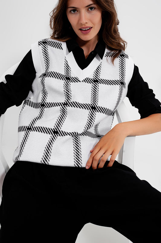 Q2 Gilet in maglia con grande tratteggio