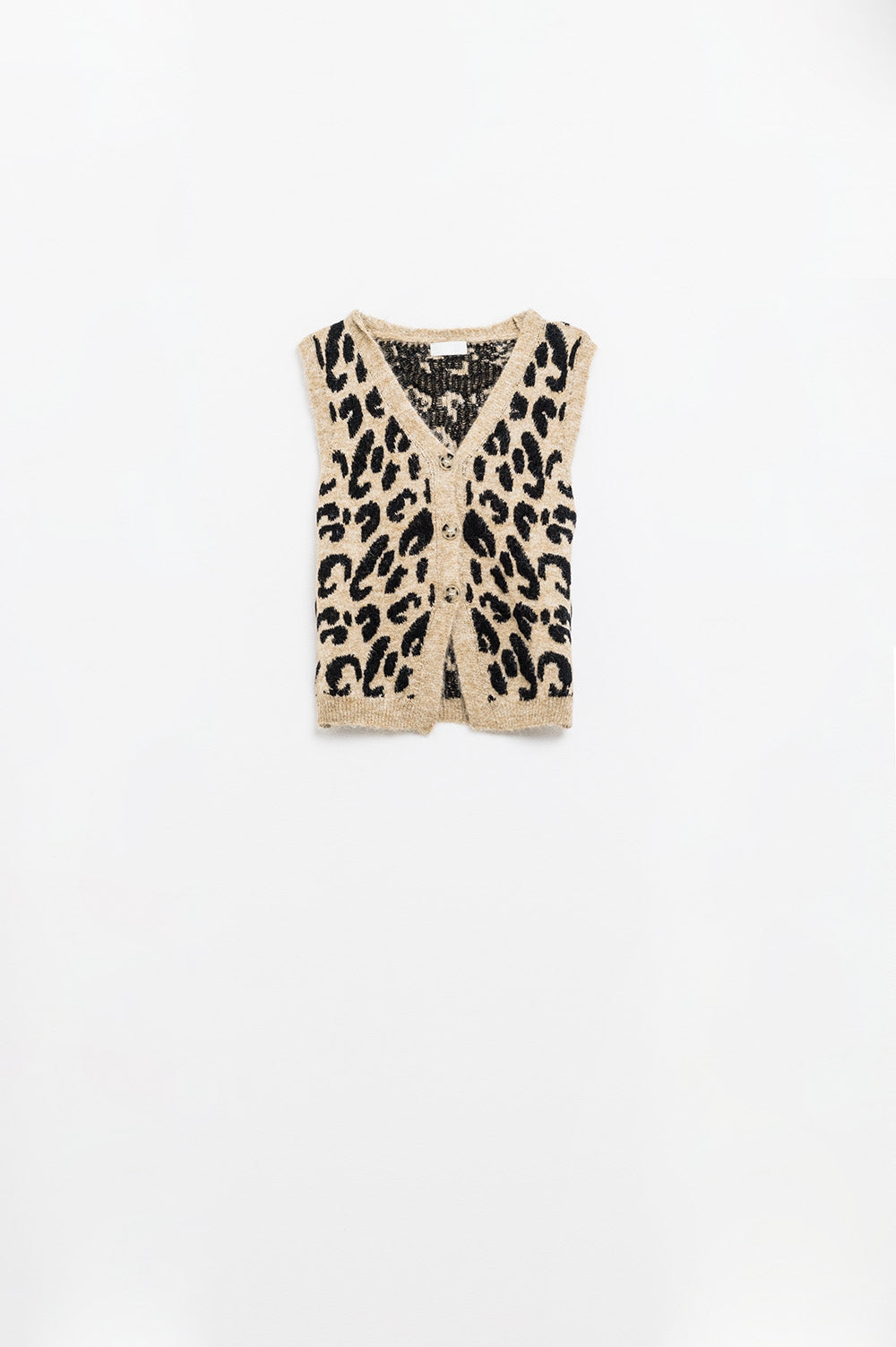 gilet in maglia con stampa leopardata