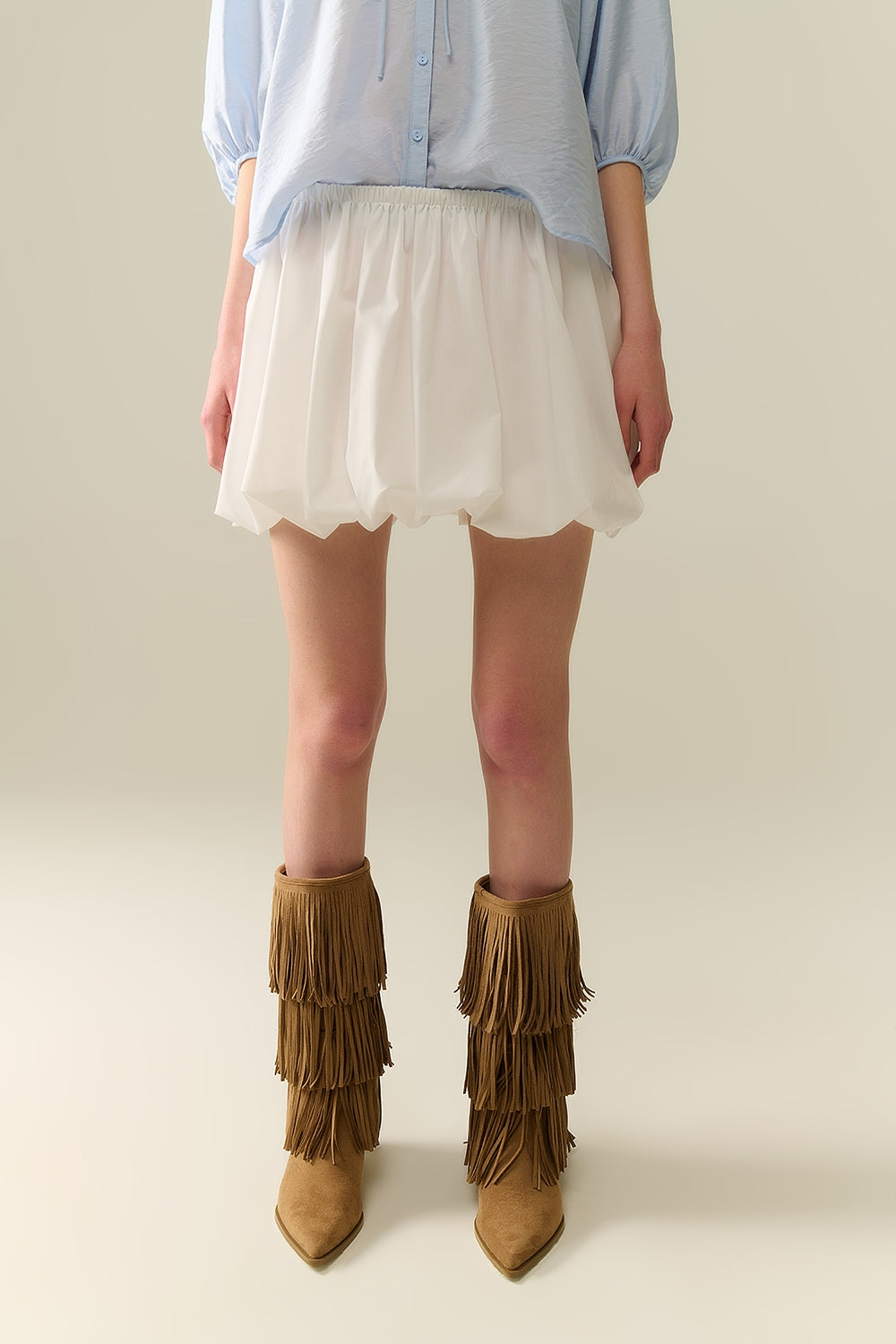 Q2 gonna a palloncino bianca in popeline