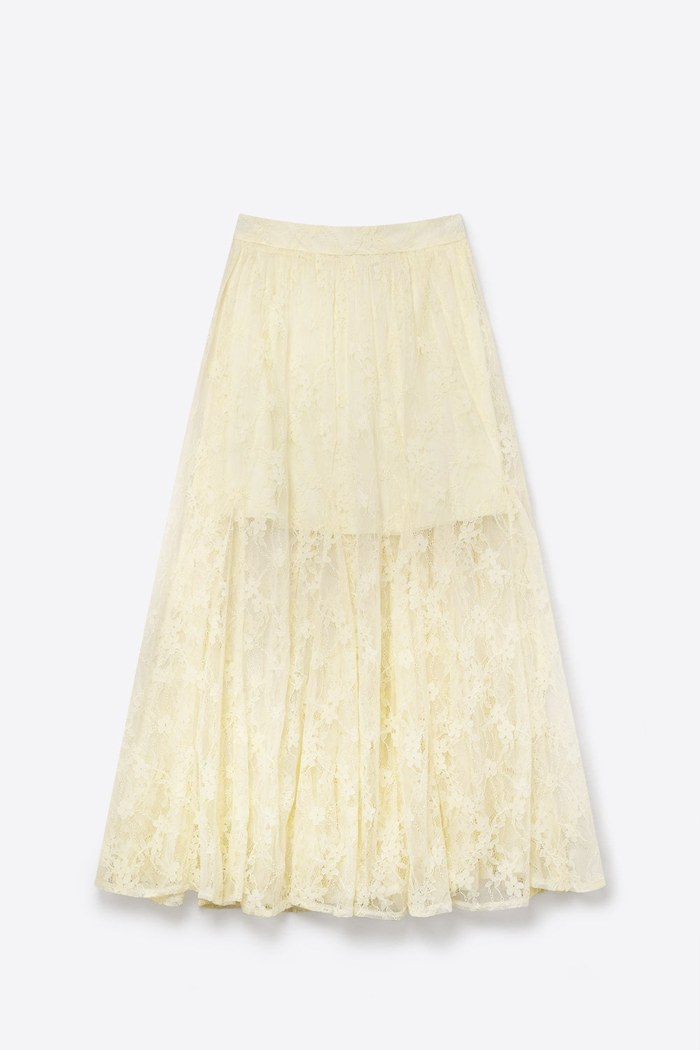 Gonna lunga in pizzo floreale crema con elastico in vita