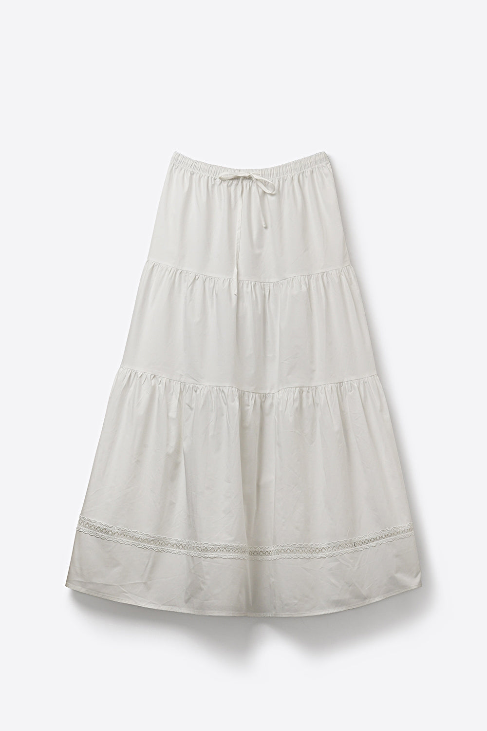 Gonna maxi in popeline bianco con dettaglio in pizzo