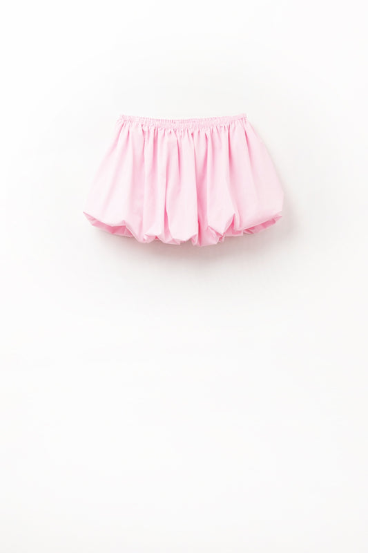 Gonna mini a palloncino in popeline rosa