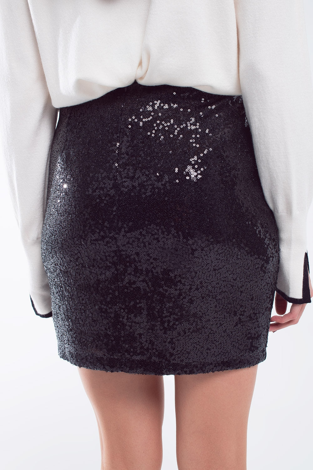 Gonna mini Bodycon con piccole paillettes nere