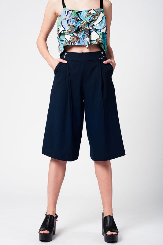 Q2 Gonna pantalone navy con bottoni