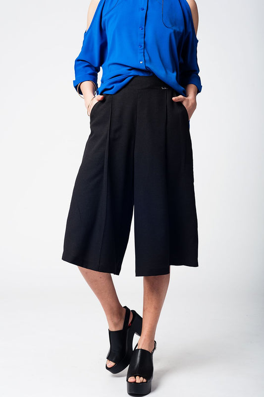 Q2 Gonna pantalone nera con bottoni