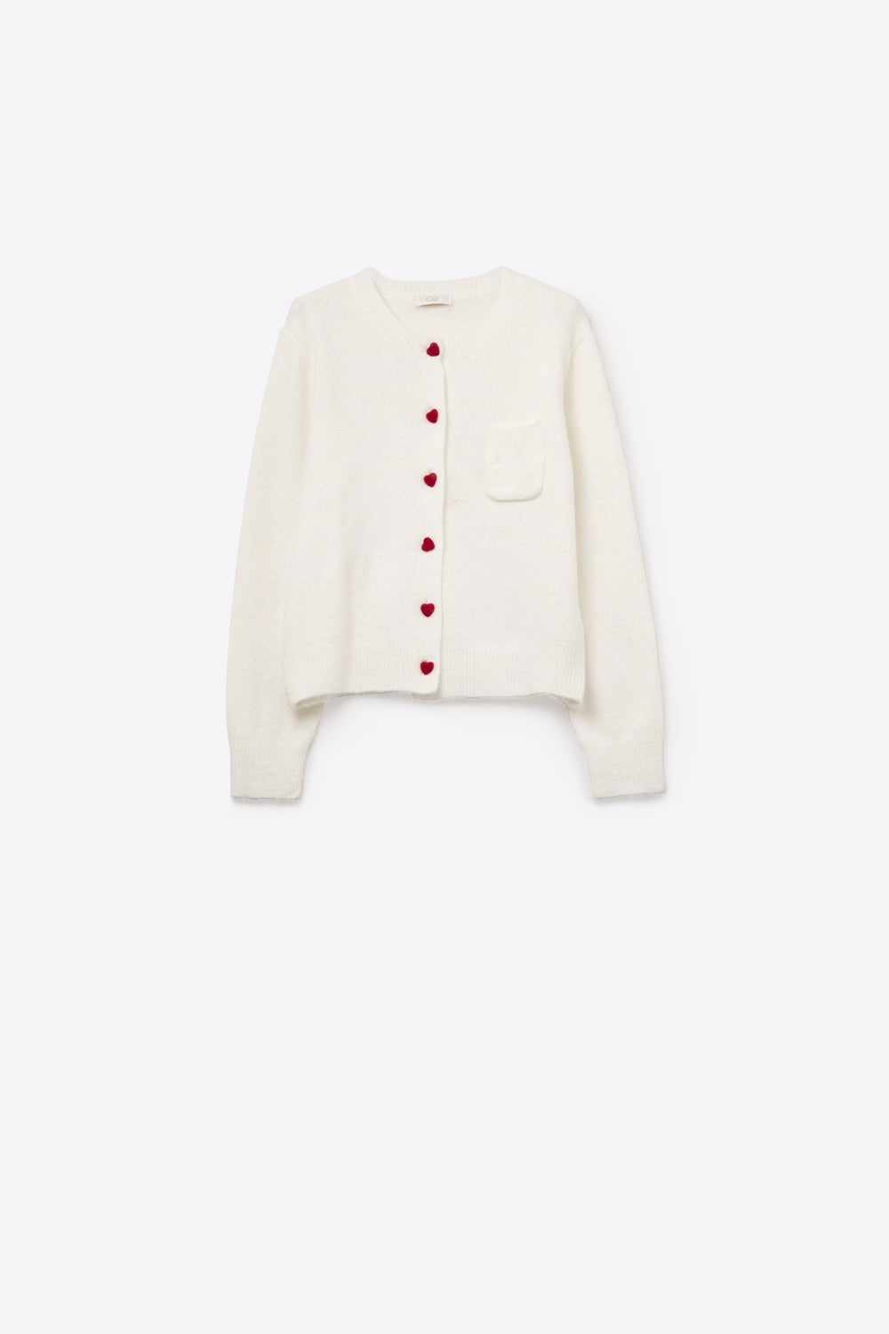 Incantevole cardigan bianco con bottoni a cuore