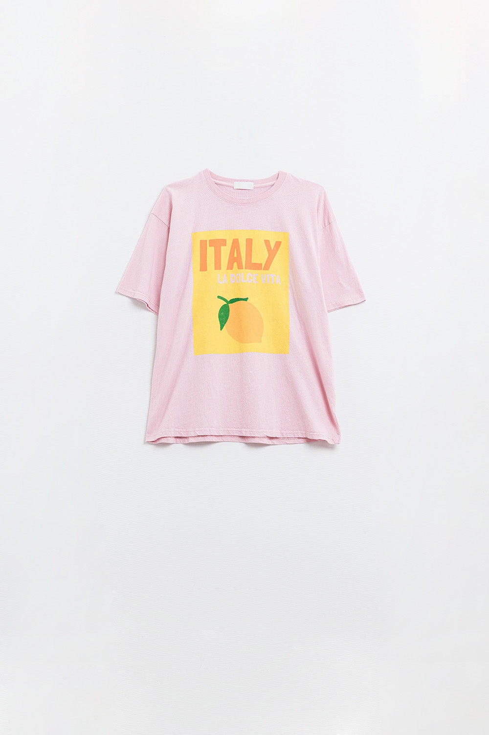 Q2 Italia La Dolce Vita T-shirt rosa baby con stampa grafica