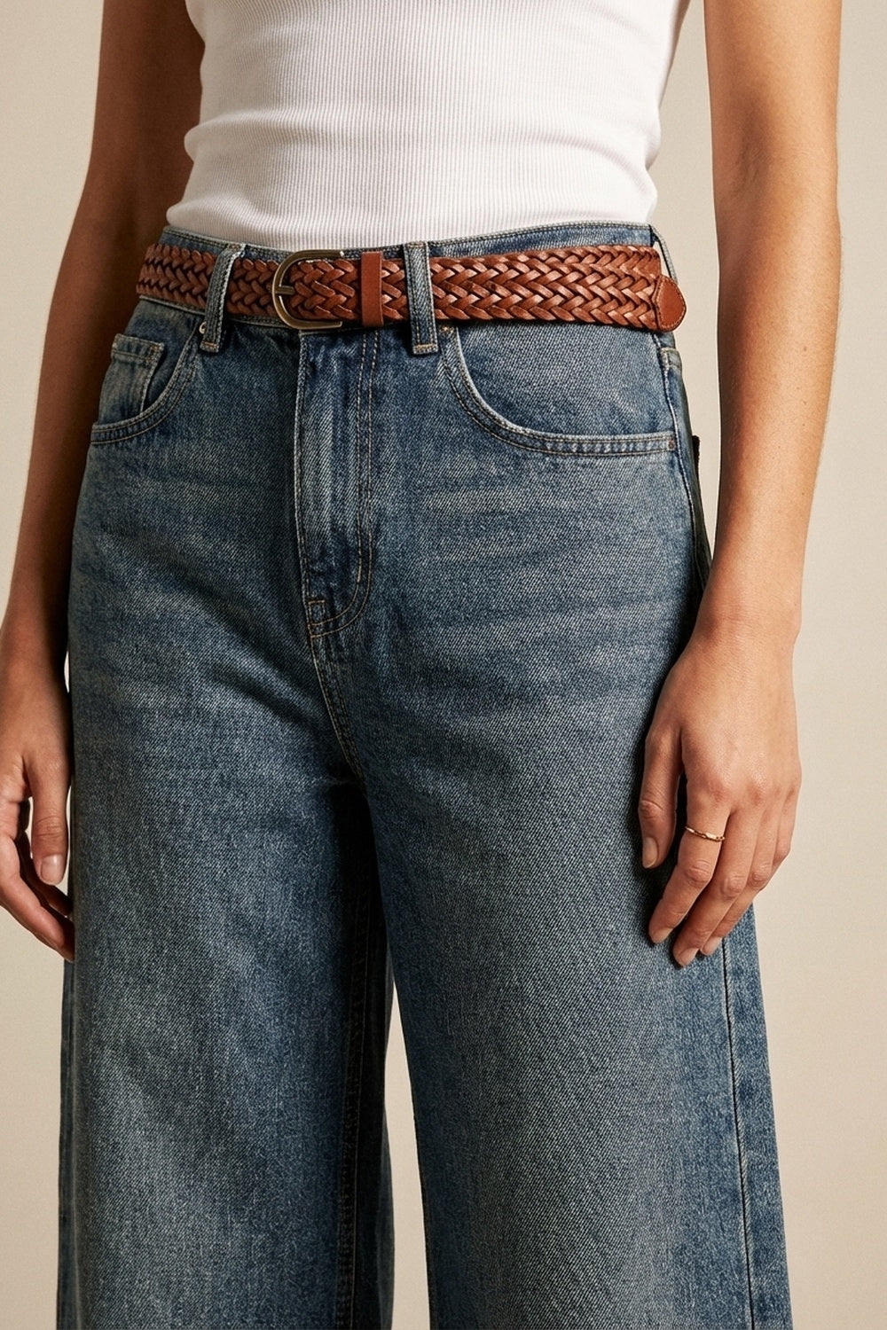 Jeans a Gamba Dritta in Denim Quotidiano in Blu Lavaggio Medio