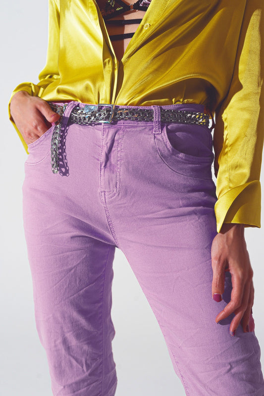 Q2 Jeans a gamba dritta in lila