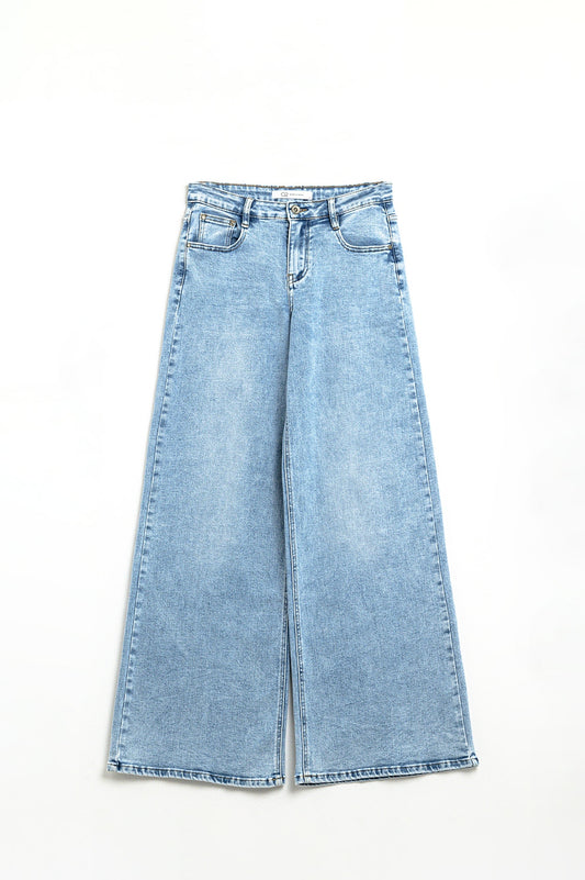 Q2 Jeans a gamba larga lavaggio chiaro