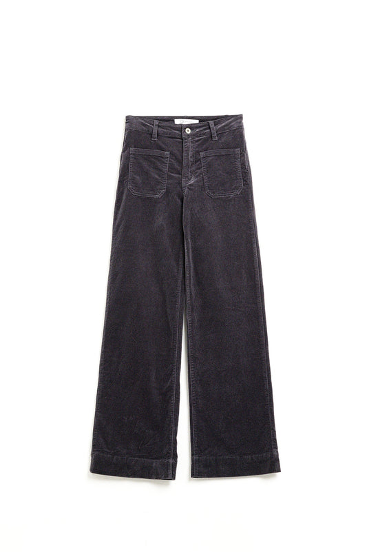 Jeans a gamba tesa in velluto a coste grigio scuro con tasche