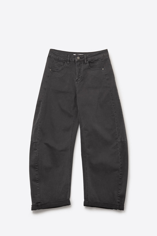 Jeans a palloncino Barrel grigio di tendenza con tasche