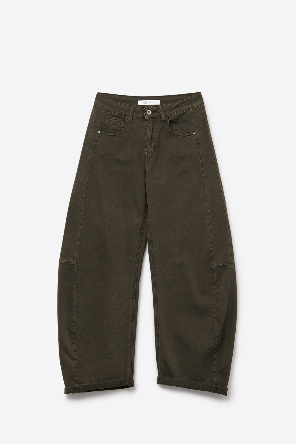 Jeans a palloncino Barrel verde di tendenza con tasche