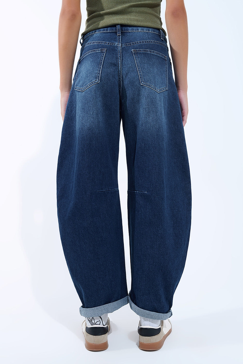 Jeans Barrel con cuciture a palloncino sulle ginocchia