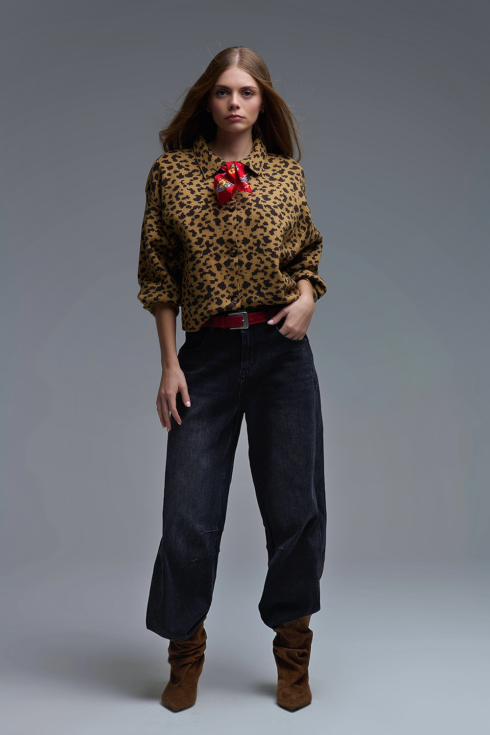 Jeans Barrel in denim nero lavato