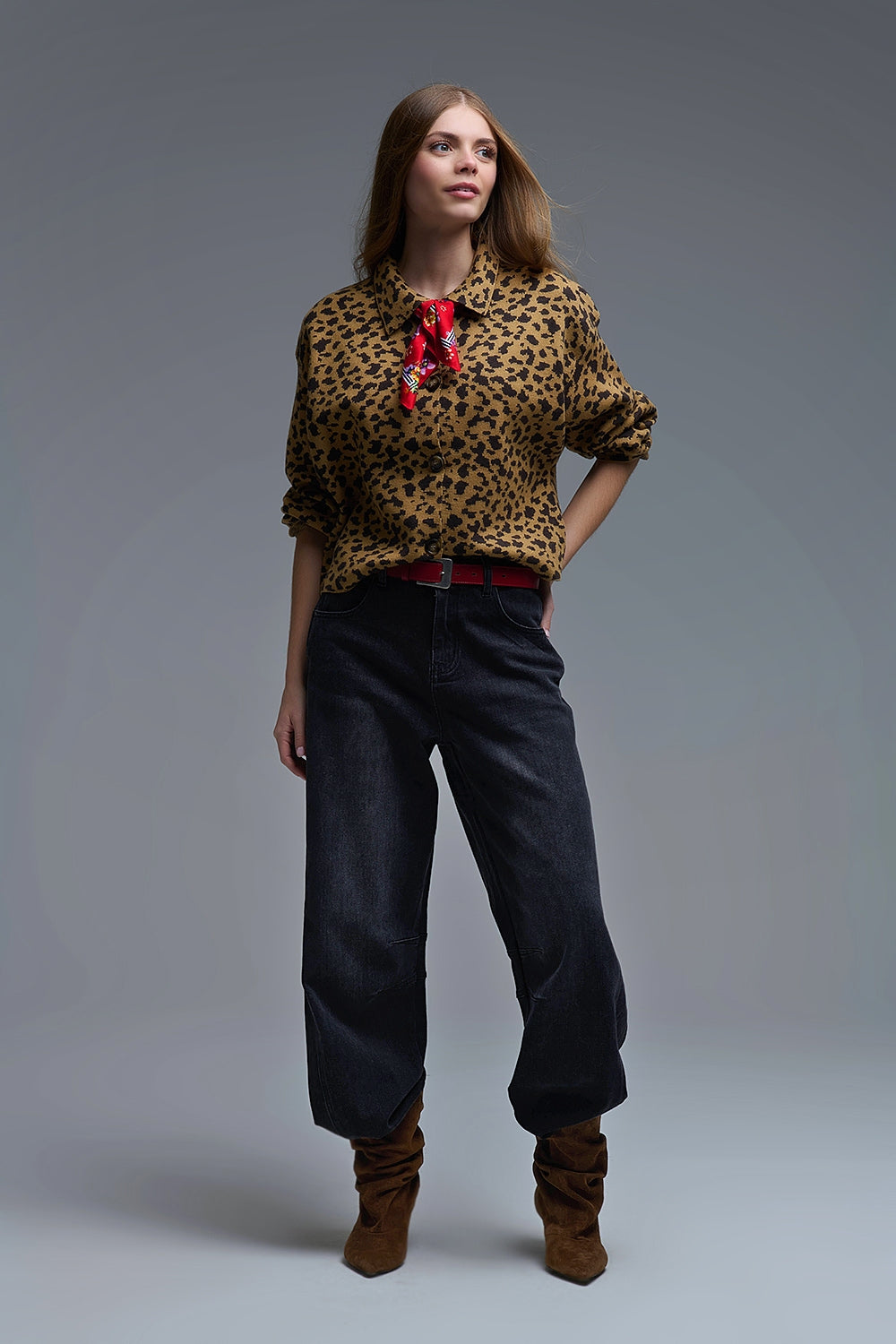 Jeans Barrel in denim nero lavato