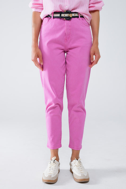 Q2 Jeans Basic skinny alla caviglia in rosa