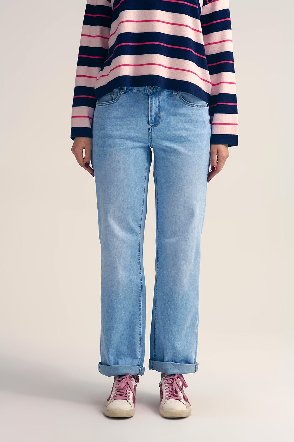 Jeans blu chiaro a gamba dritta