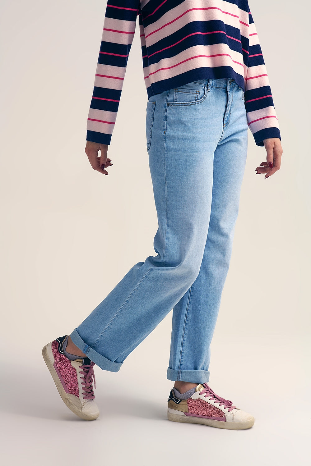 Q2 Jeans blu chiaro a gamba dritta