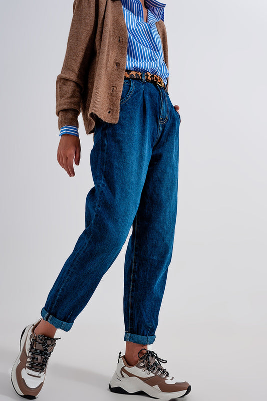Q2 Jeans blu medio con pinces frontali