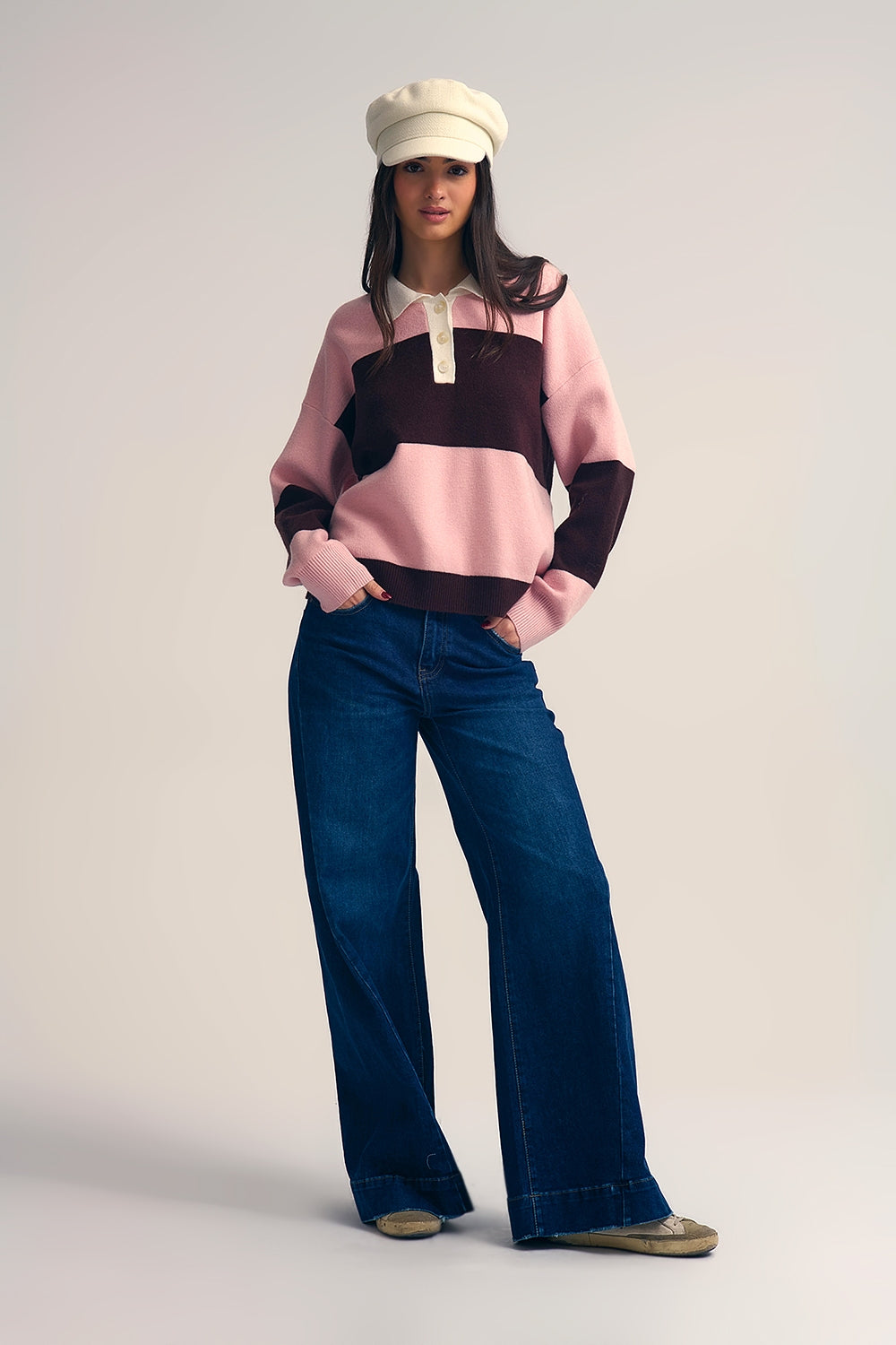 Jeans blu scuro a lavaggio con gamba extra larga