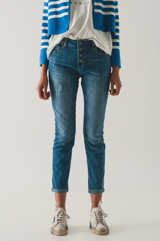 Q2 Jeans bottoni a vista