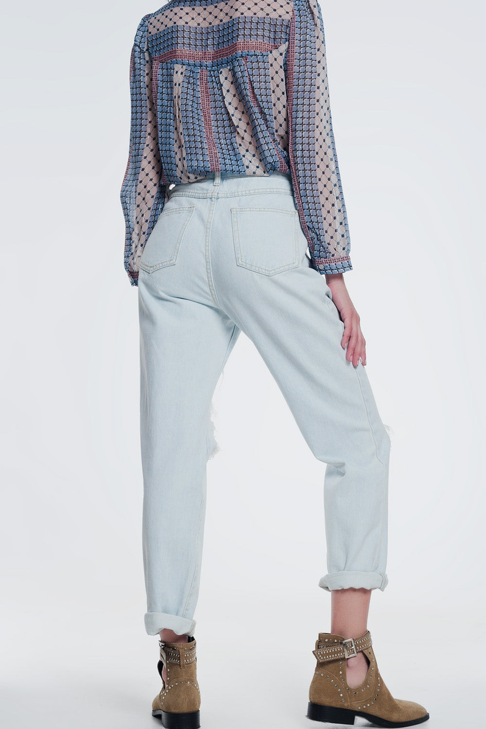 Jeans boyfriend strappati azzurri