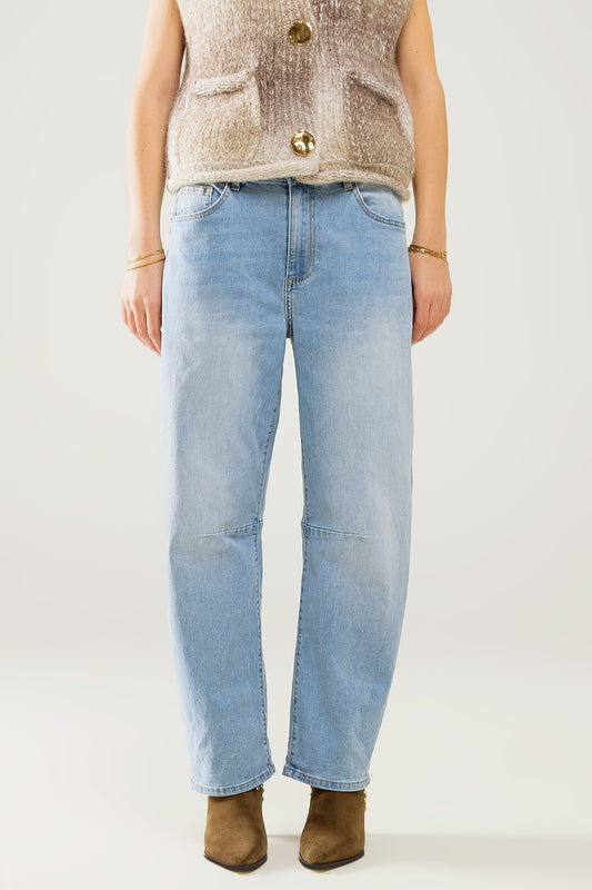 Q2 Jeans Bubble a gamba larga in lavaggio chiaro
