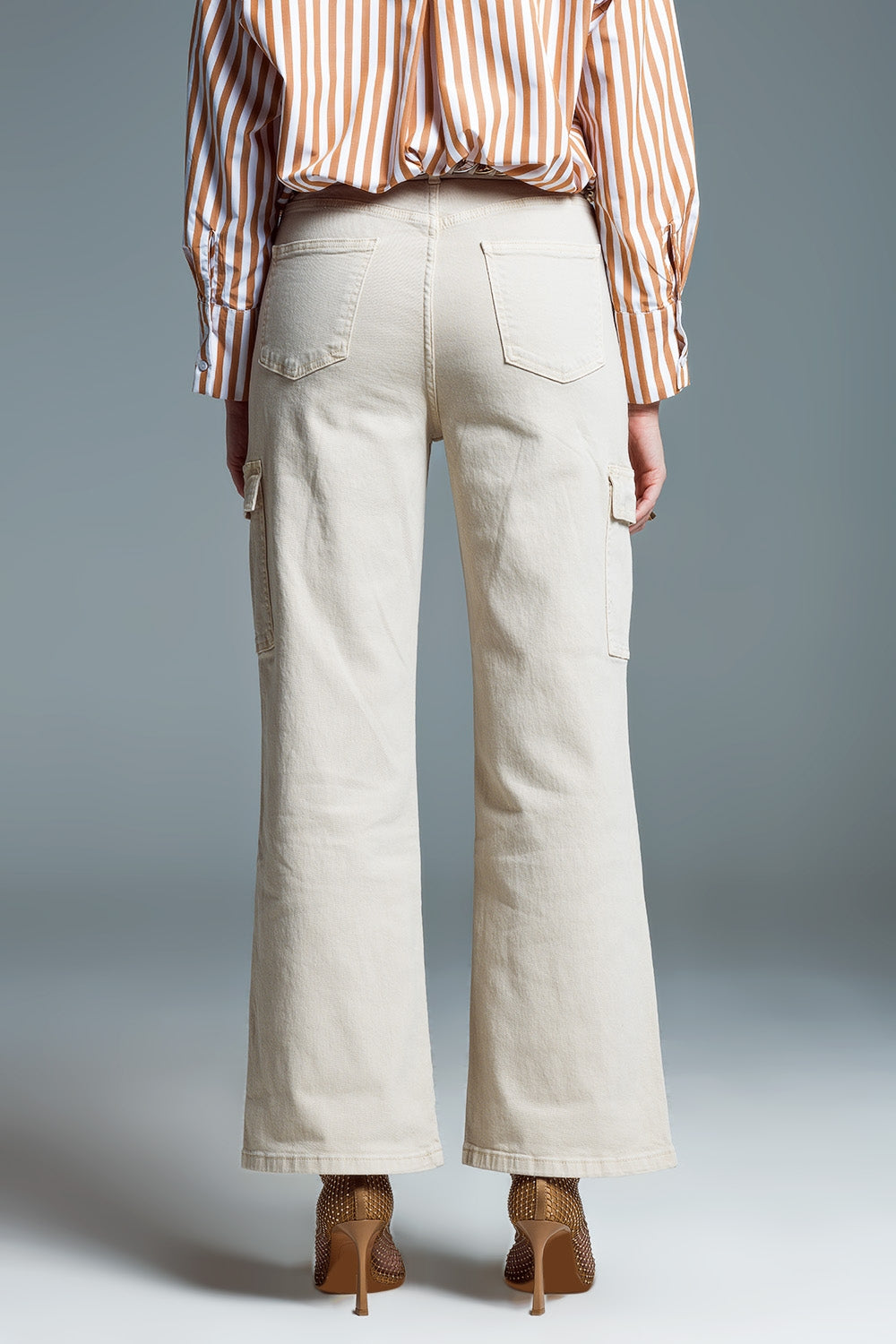 Jeans Cargo a gamba dritta in beige