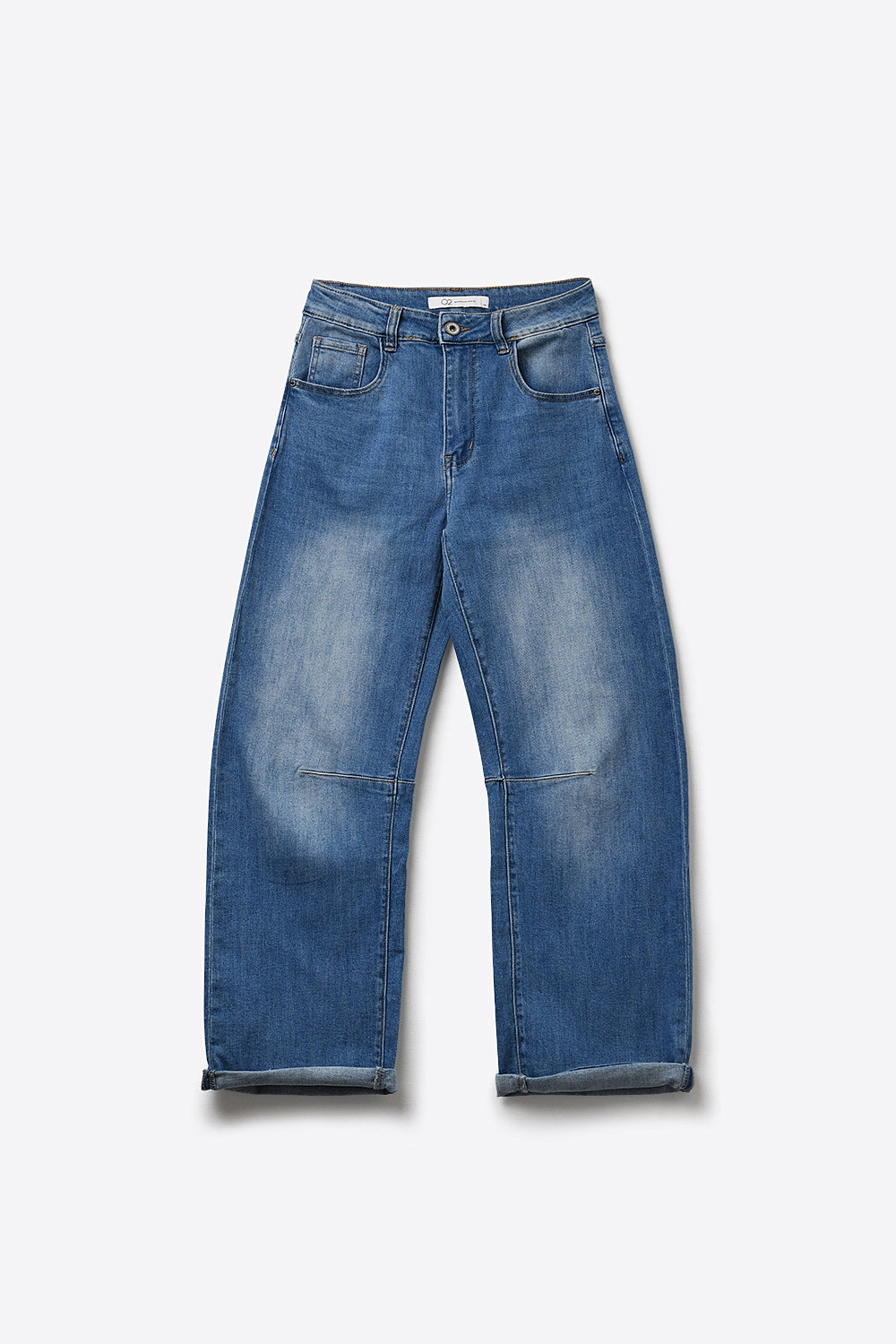 Jeans Denim a Gamba Dritta con Risvolti