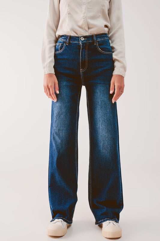 Q2 Jeans dritti anni 90 blu