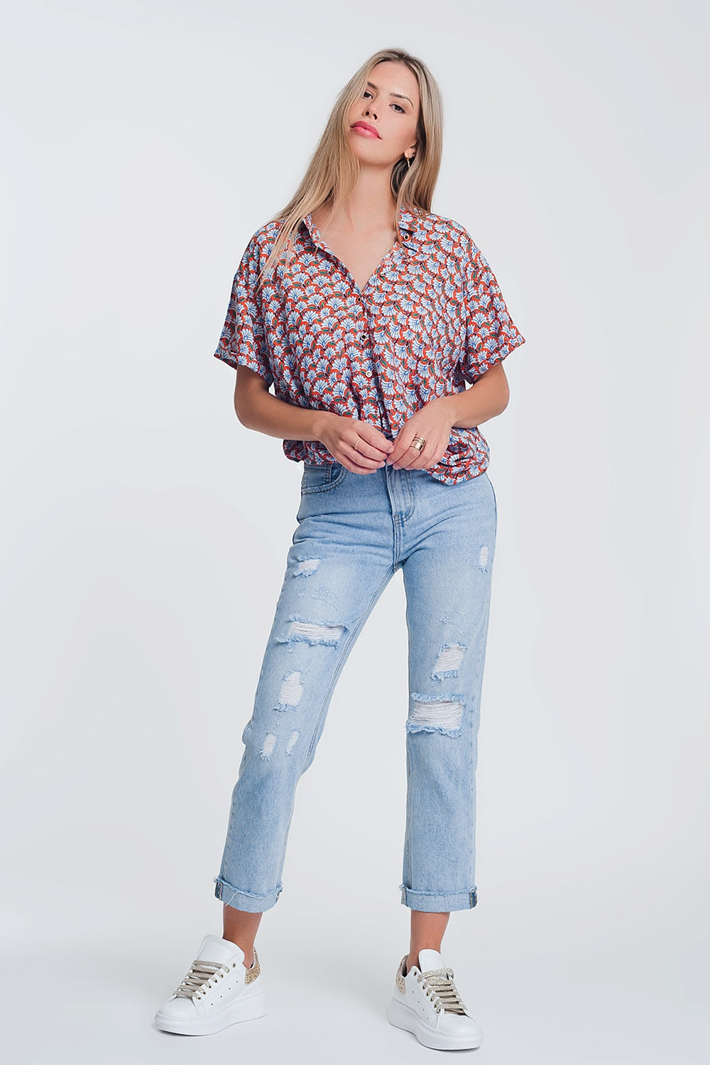 Jeans dritti anni '90 con strapp
