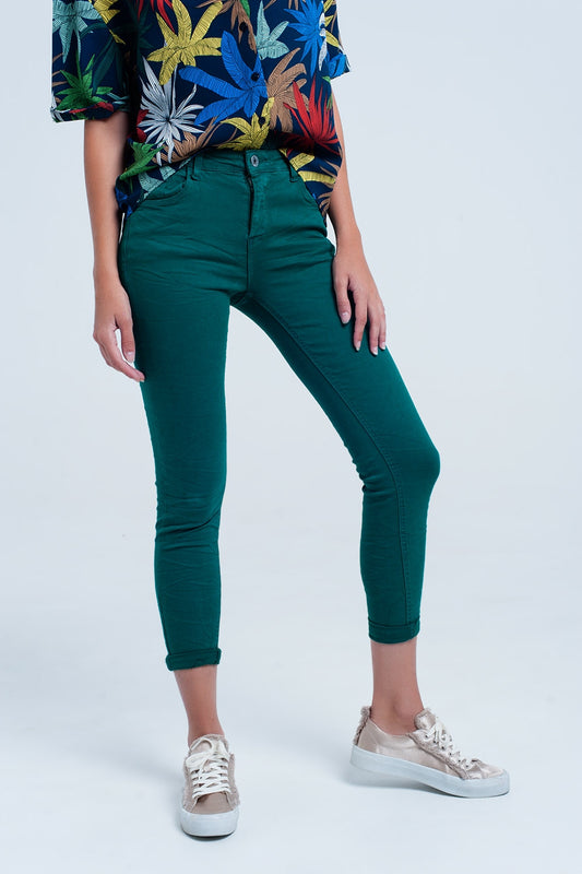 Q2 Jeans elasticizzati verdi skinny