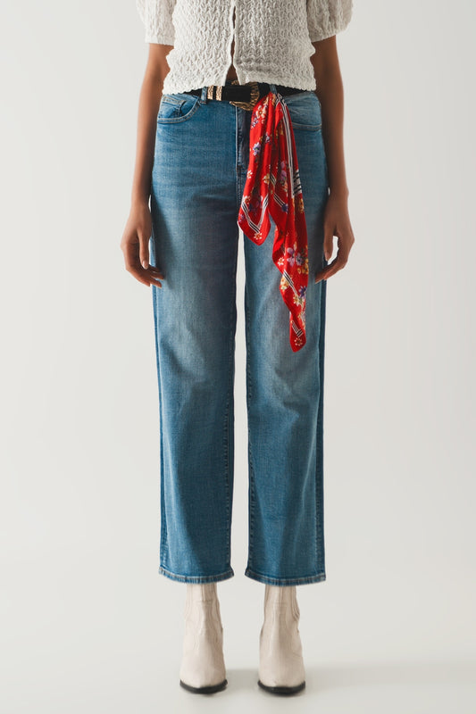 Q2 Jeans in misto cotone a taglio ampio