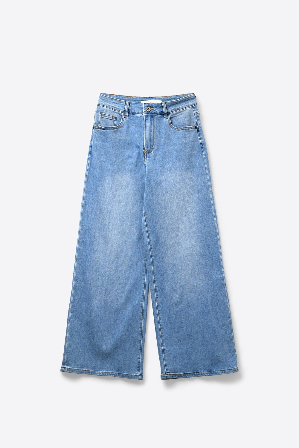 Jeans larghi in denim blu chiaro a lunghezza caviglia