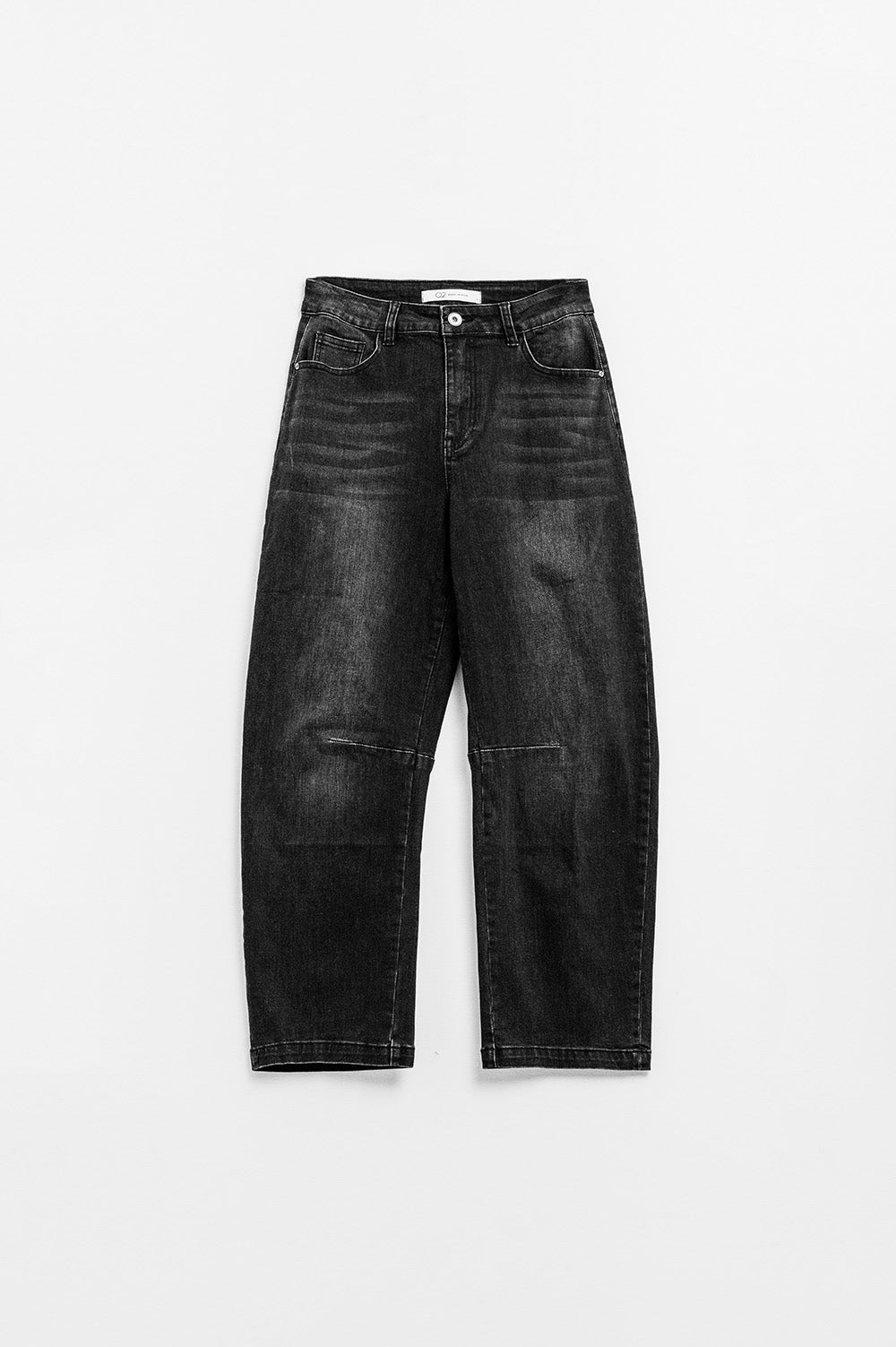 Jeans neri dritti con dettaglio cuciture