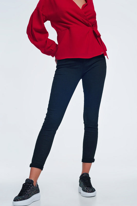 Q2 Jeans nero vita alta
