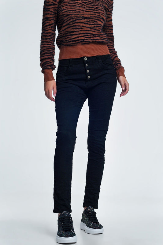 Q2 Jeans relaxed a 4 bottoni neri