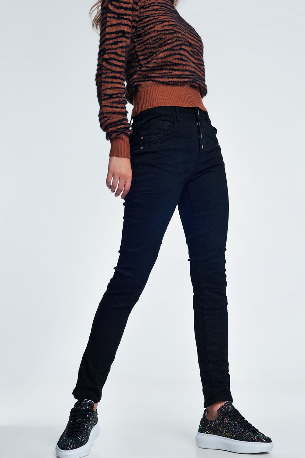 Jeans relaxed a 4 bottoni neri