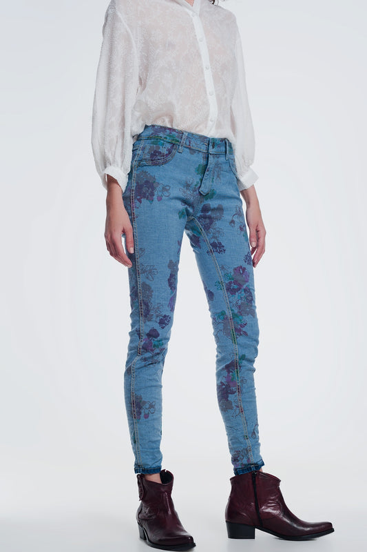 Q2 jeans reversibile in denim stropicciato