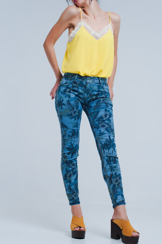 Q2 Jeans reversibili in blu medio