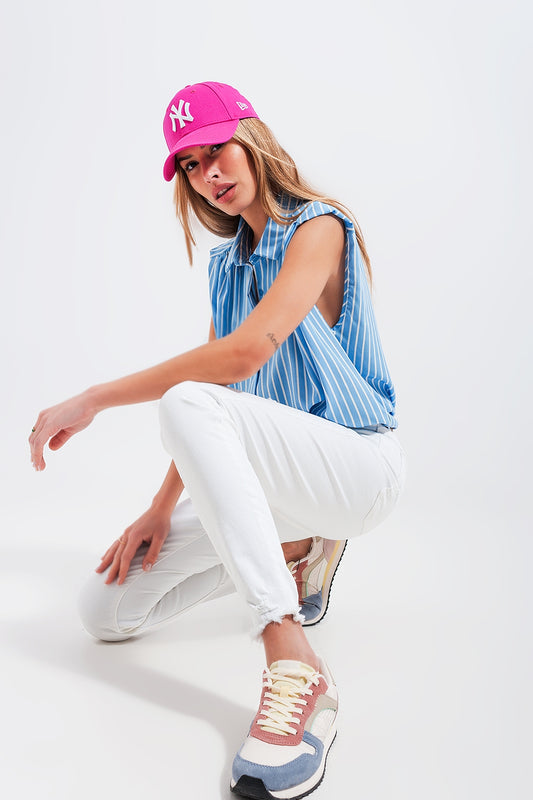 Q2 Jeans skinny a vita alta bianchi