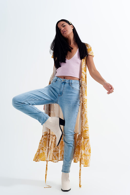 Q2 Jeans skinny a vita alta lavaggio chiaro vintage