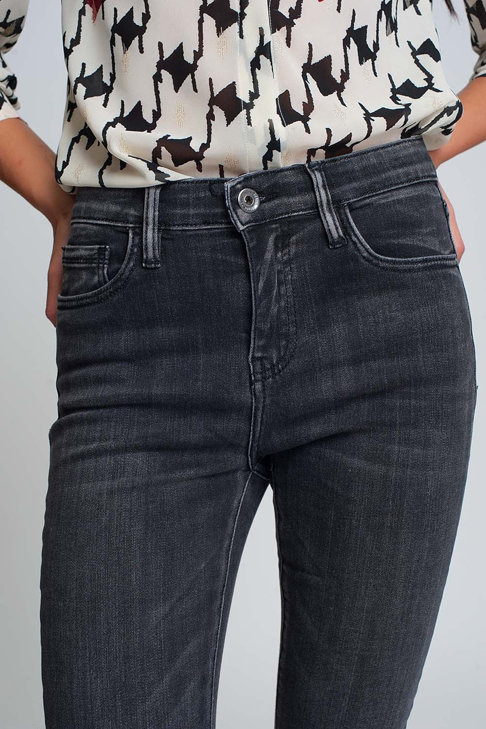 Jeans skinny a vita alta nero slavato