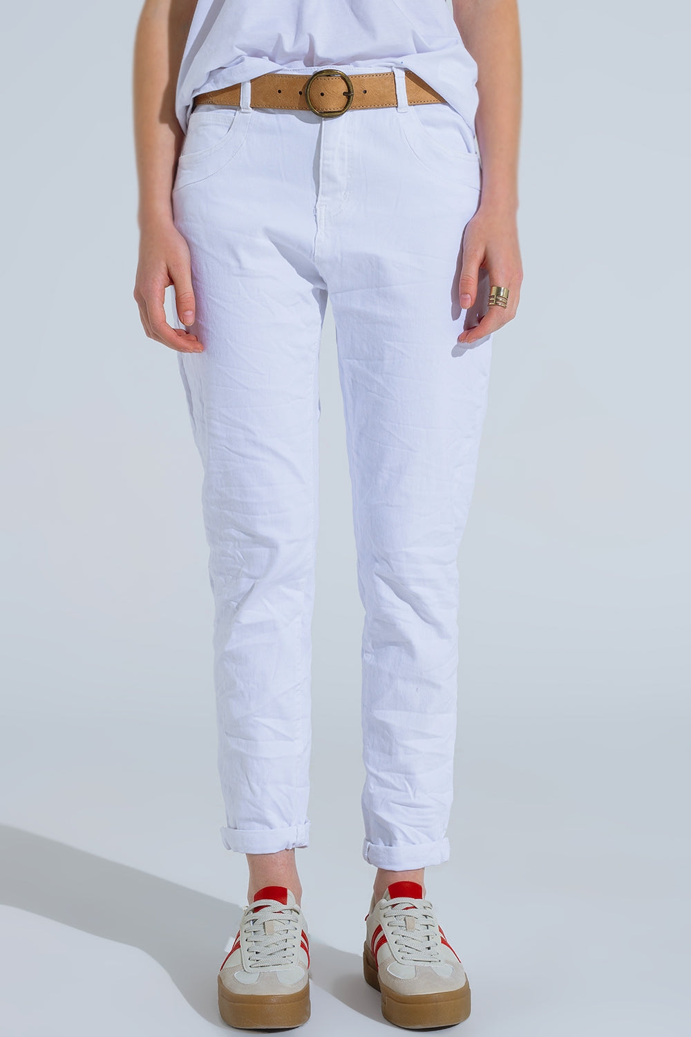 Jeans skinny bianchi stropicciati
