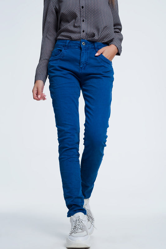 Q2 Jeans skinny blu con cavallo basso