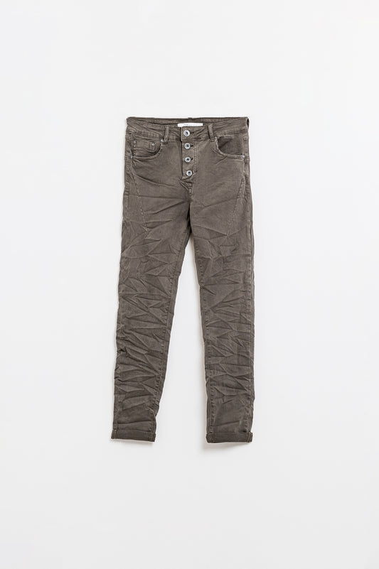 Q2 Jeans skinny con bottoni a vista in grigio