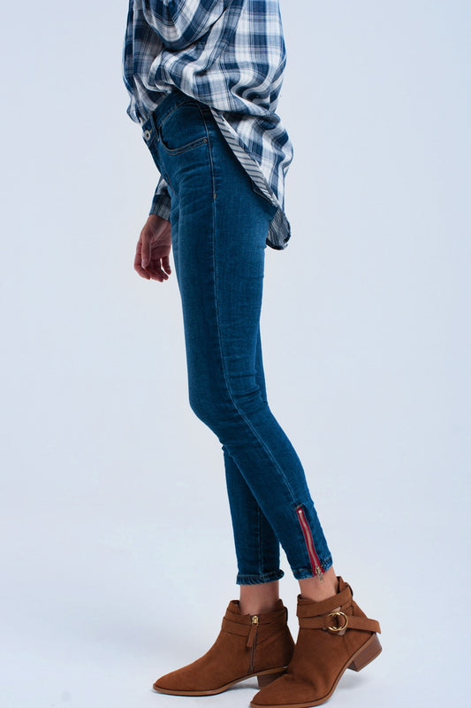 Q2 Jeans skinny con cerniera