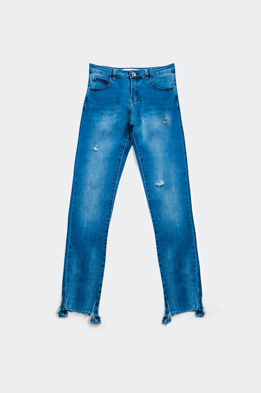 Q2 Jeans skinny con orlo consumato